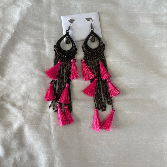 Women Tassel Earrings Long Fringe Drop Statement Bohemian Boho Hanging Dangle 6” - Picture 2 of 5